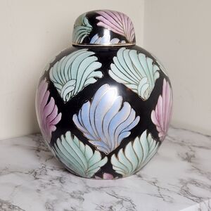 Floral Black Ceramic Vase